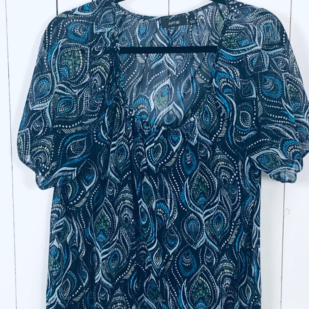 Apt  9 Sheer Paisley Print Blouse Size Large